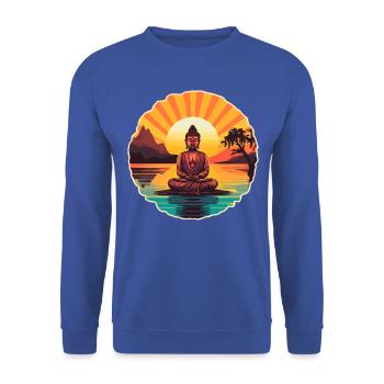 Buddhismus Yoga Buddhist Zen Meditation Buddha - Unisex Pullover - Royalblau - Vorne - Alina (178cm) & Michal (187cm)