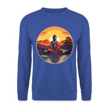 Buddhismus Yoga Buddhist Zen Meditation Buddha - Unisex Pullover - Royalblau - Vorne - Alina (178cm) & Michal (187cm)