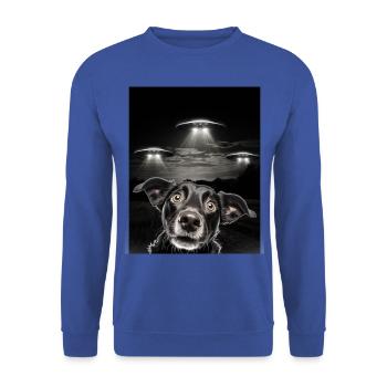 Funny Dogs Selfie In Front Of UFOs Dog UFO - Unisex Sweatshirt - royal blue - Front - Alina (178cm) & Michal (187cm)