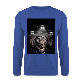 Funny Dog Selfie In Front Of UFOs Dog UFO - Unisex Sweatshirt - royal blue - Front - Alina (178cm) & Michal (187cm)