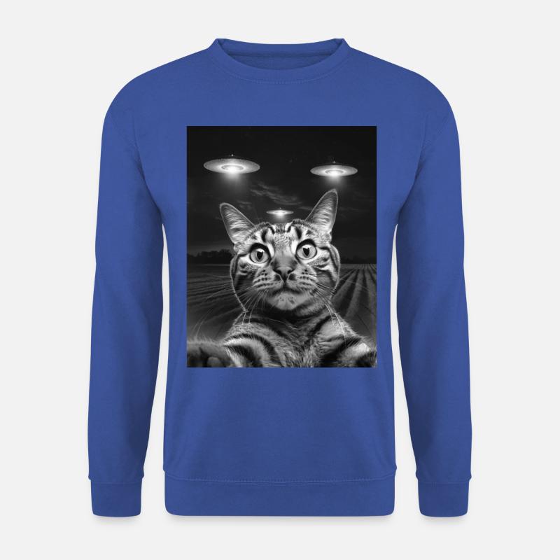 Lustiges Katzen Selfie Vor UFOs Katze UFO - Unisex Pullover - Royalblau