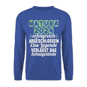 Matura Young Girls Women and Men Matura 2024 - Unisex Sweatshirt - royal blue - Front - Alina (178cm) & Michal (187cm)