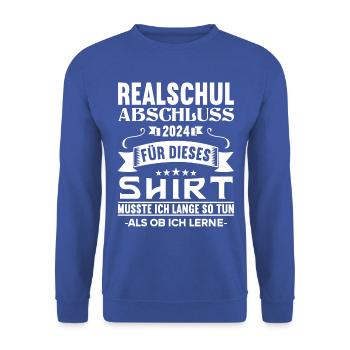 Realschule Junge Mädchen Realschule 2024 - Unisex Pullover - Royalblau - Vorne - Alina (178cm) & Michal (187cm)