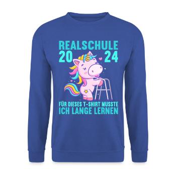 Realschule Junge Mädchen Realschule 2024 - Unisex Pullover - Royalblau - Vorne - Alina (178cm) & Michal (187cm)