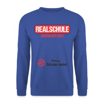 Realschule Junge Mädchen Realschule 2024 - Unisex Pullover - Royalblau - Vorne - Alina (178cm) & Michal (187cm)