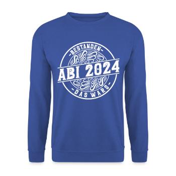 Abitur Junge Mädchen Abi Abitur 2024 - Unisex Pullover - Royalblau - Vorne - Alina (178cm) & Michal (187cm)
