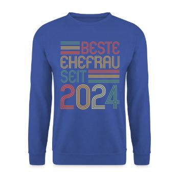 Meilleure femme depuis 2024 1er anniversaire de mariage - Sweat-shirt Unisexe - bleu royal - Devant - Alina (178cm) & Michal (187cm)
