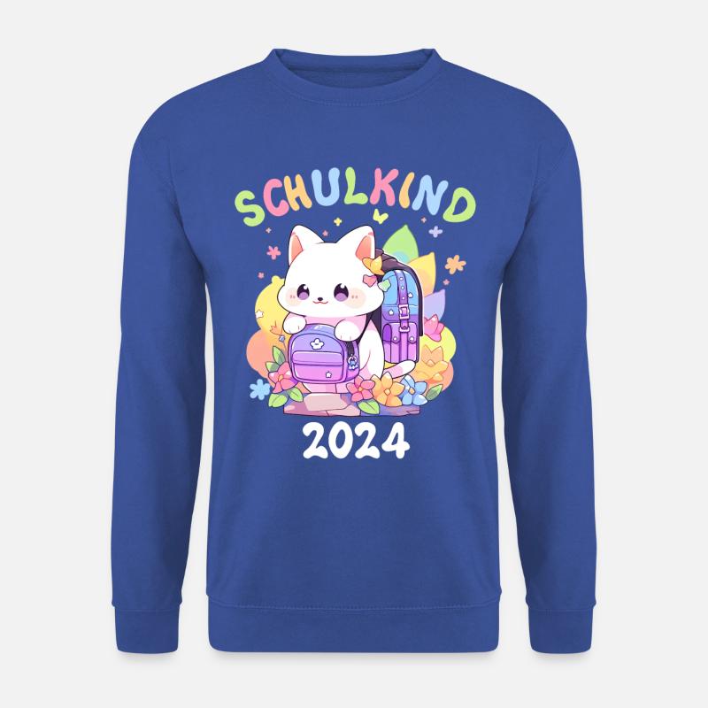 Einschulung Katze Schulanfang Schulkind 2024 - Unisex Pullover - Royalblau