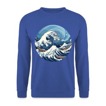 Große Welle The Great Wave Kanagawa - Unisex Sweatshirt - royal blue - Front - Alina (178cm) & Michal (187cm)