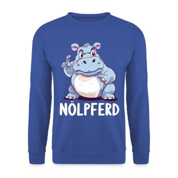 Hippo Hippo Complain Complainer Nölpferd - Unisex Sweatshirt - royal blue - Front - Alina (178cm) & Michal (187cm)