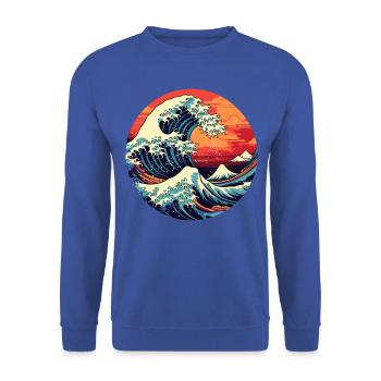 Große Welle The Great Wave Kanagawa - Unisex Sweatshirt - royal blue - Front - Alina (178cm) & Michal (187cm)