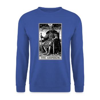 Tarotkarte The Emperor Der Herrscher - Unisex Pullover - Royalblau - Vorne - Alina (178cm) & Michal (187cm)