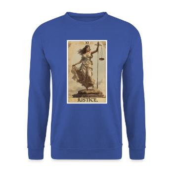 Cartes de tarot Carte de tarot Justice Justice - Sweat-shirt Unisexe - bleu royal - Devant - Alina (178cm) & Michal (187cm)