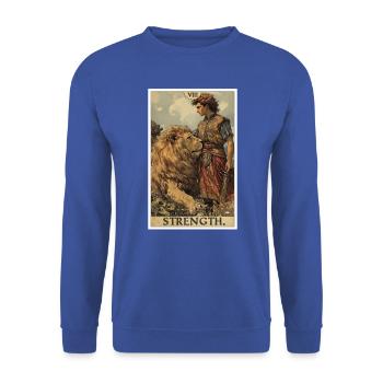 Tarotkarten Tarotkarte Strength Kraft - Unisex Pullover - Royalblau - Vorne - Alina (178cm) & Michal (187cm)