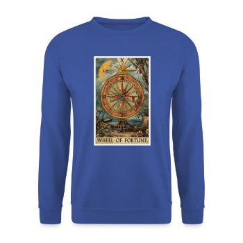 Tarot Card Wheel of Fortune Wheel of Fortune - Unisex Sweatshirt - royal blue - Front - Alina (178cm) & Michal (187cm)