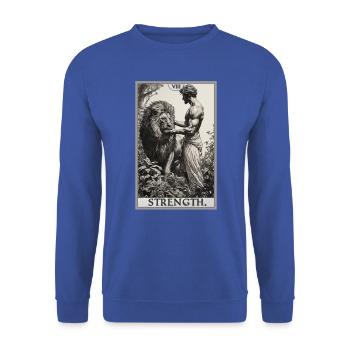 Tarotkarten Tarotkarte Strength Kraft - Unisex Pullover - Royalblau - Vorne - Alina (178cm) & Michal (187cm)