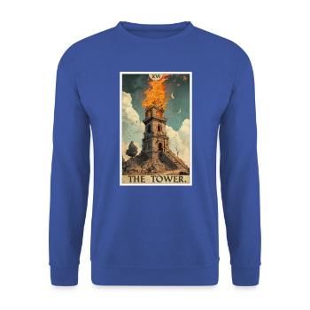 Cartes de tarot Carte de tarot La Tour La Tour - Sweat-shirt Unisexe - bleu royal - Devant - Alina (178cm) & Michal (187cm)
