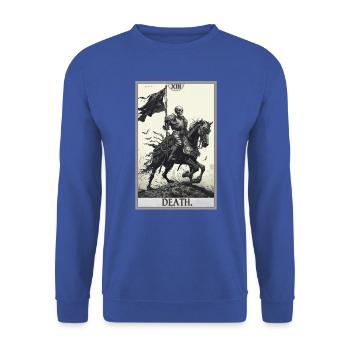 Tarotkarten Tarotkarte Death Tod - Unisex Pullover - Royalblau - Vorne - Alina (178cm) & Michal (187cm)