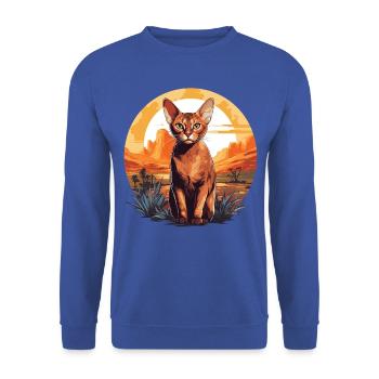 Abyssinian Cat Abessinierkatze - Unisex Sweatshirt - royal blue - Front - Alina (178cm) & Michal (187cm)