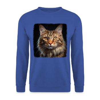 Chat Chats American Bobtail - Sweat-shirt Unisexe - bleu royal - Devant - Alina (178cm) & Michal (187cm)