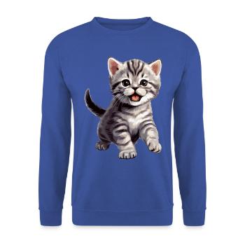 Cat Cats American Shorthair - Unisex Sweatshirt - royal blue - Front - Alina (178cm) & Michal (187cm)