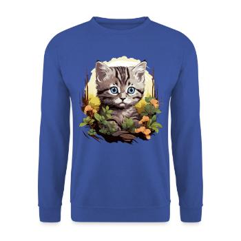 Cat Cats American Shorthair - Unisex Sweatshirt - royal blue - Front - Alina (178cm) & Michal (187cm)