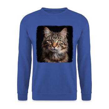 Chat Chats American Bobtail - Sweat-shirt Unisexe - bleu royal - Devant - Alina (178cm) & Michal (187cm)