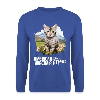 Cat Cats American Wirehair - Unisex Sweatshirt - royal blue - Front - Alina (178cm) & Michal (187cm)