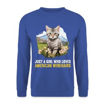 Cat Cats American Wirehair - Unisex Sweatshirt - royal blue - Front - Alina (178cm) & Michal (187cm)