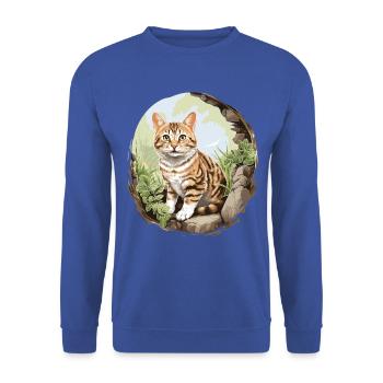 Cat Cats American Wirehair - Unisex Sweatshirt - royal blue - Front - Alina (178cm) & Michal (187cm)