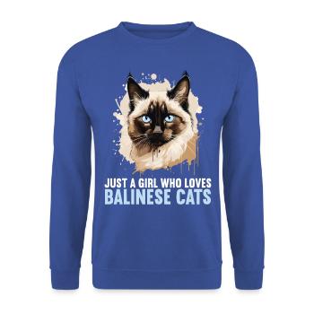 Chat balinais Balinesenkatze - Sweat-shirt Unisexe - bleu royal - Devant - Alina (178cm) & Michal (187cm)