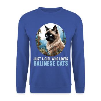 Chat balinais Balinesenkatze - Sweat-shirt Unisexe - bleu royal - Devant - Alina (178cm) & Michal (187cm)
