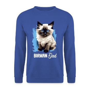 Birman Cat Birma Katze - Unisex Pullover - Royalblau - Vorne - Alina (178cm) & Michal (187cm)