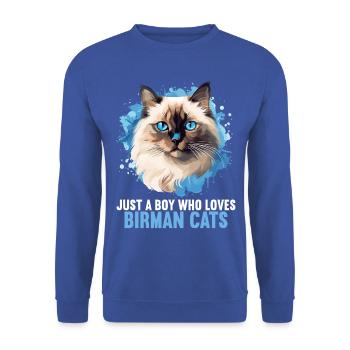 Birman Cat Birma Katze - Unisex Pullover - Royalblau - Vorne - Alina (178cm) & Michal (187cm)