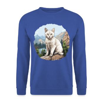 Burmilla Chaton Burmilla Chat - Sweat-shirt Unisexe - bleu royal - Devant - Alina (178cm) & Michal (187cm)