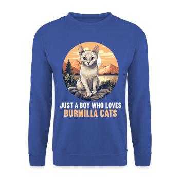 Burmilla Chaton Burmilla Chat - Sweat-shirt Unisexe - bleu royal - Devant - Alina (178cm) & Michal (187cm)