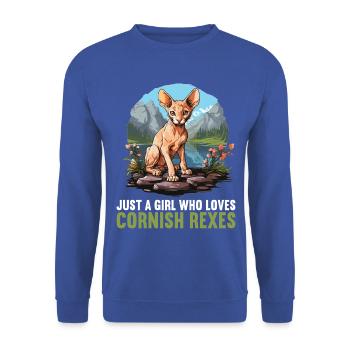 Cornish Rex Kätzchen Cornish Rex Katze - Unisex Pullover - Royalblau - Vorne - Alina (178cm) & Michal (187cm)