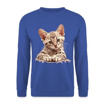 Mau égyptien Chaton Chat égyptien Mau - Sweat-shirt Unisexe - bleu royal - Devant - Alina (178cm) & Michal (187cm)