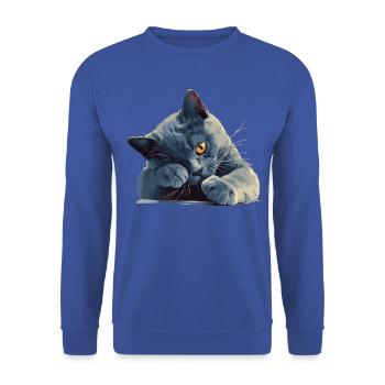 Chat bleu russe Russisch Blau Katze - Sweat-shirt Unisexe - bleu royal - Devant - Alina (178cm) & Michal (187cm)