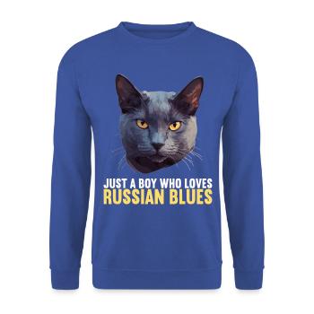 Chat bleu russe Russisch Blau Katze - Sweat-shirt Unisexe - bleu royal - Devant - Alina (178cm) & Michal (187cm)