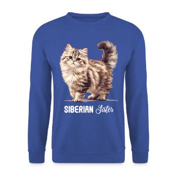 Chat Sibérien Sibirische Katze - Sweat-shirt Unisexe - bleu royal - Devant - Alina (178cm) & Michal (187cm)