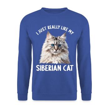 Siberian Cat Sibirische Katze - Unisex Pullover - Royalblau - Vorne - Alina (178cm) & Michal (187cm)
