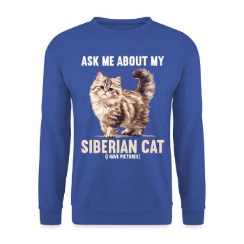Siberian Cat Sibirische Katze - Unisex Pullover - Royalblau - Vorne - Alina (178cm) & Michal (187cm)