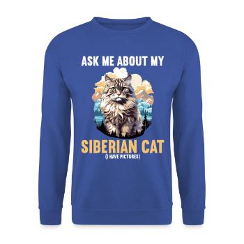 Siberian Cat Sibirische Katze - Unisex Pullover - Royalblau - Vorne - Alina (178cm) & Michal (187cm)