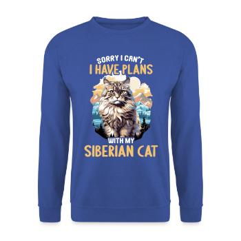 Siberian Cat Sibirische Katze - Unisex Pullover - Royalblau - Vorne - Alina (178cm) & Michal (187cm)