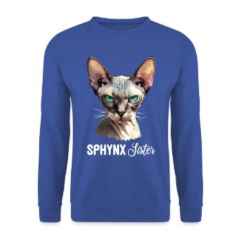 Sphynx Kätzchen Sphynx Katze - Unisex Pullover - Royalblau - Vorne - Alina (178cm) & Michal (187cm)