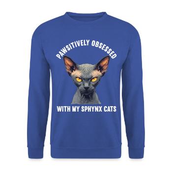 Chaton Sphynx Chat Sphynx - Sweat-shirt Unisexe - bleu royal - Devant - Alina (178cm) & Michal (187cm)