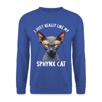 Chaton Sphynx Chat Sphynx - Sweat-shirt Unisexe - bleu royal - Devant - Alina (178cm) & Michal (187cm)