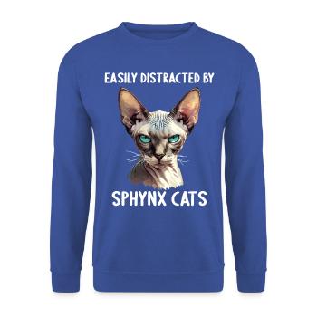 Chaton Sphynx Chat Sphynx - Sweat-shirt Unisexe - bleu royal - Devant - Alina (178cm) & Michal (187cm)