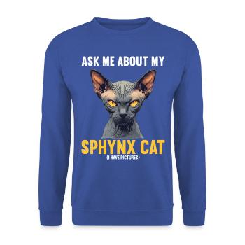 Sphynx Kätzchen Sphynx Katze - Unisex Pullover - Royalblau - Vorne - Alina (178cm) & Michal (187cm)